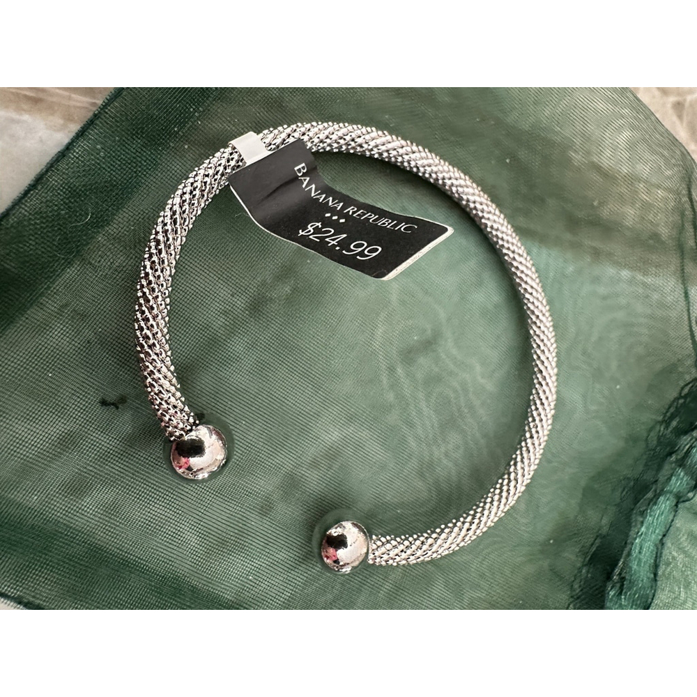 NWT Banana Republic SilverTone Mesh Cuff Bracelet $25 tag